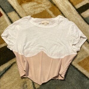 Meraki White and Pink Corset Top